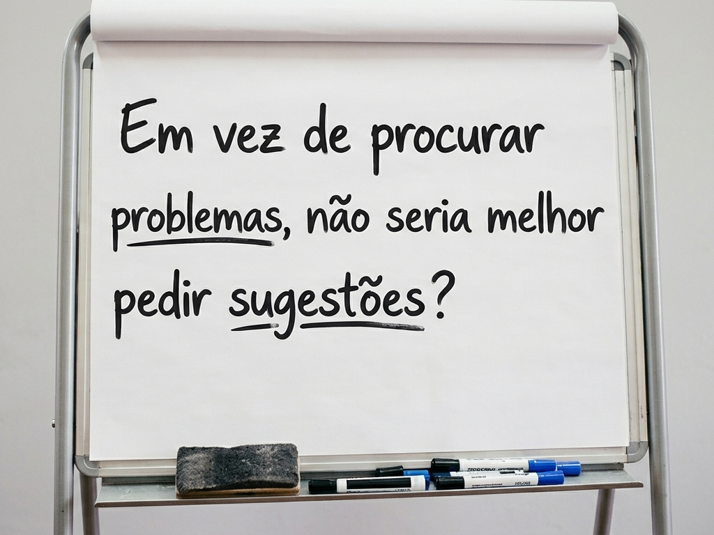 Em vez de procurar problemas, não seria melhor pedir sugestões?
